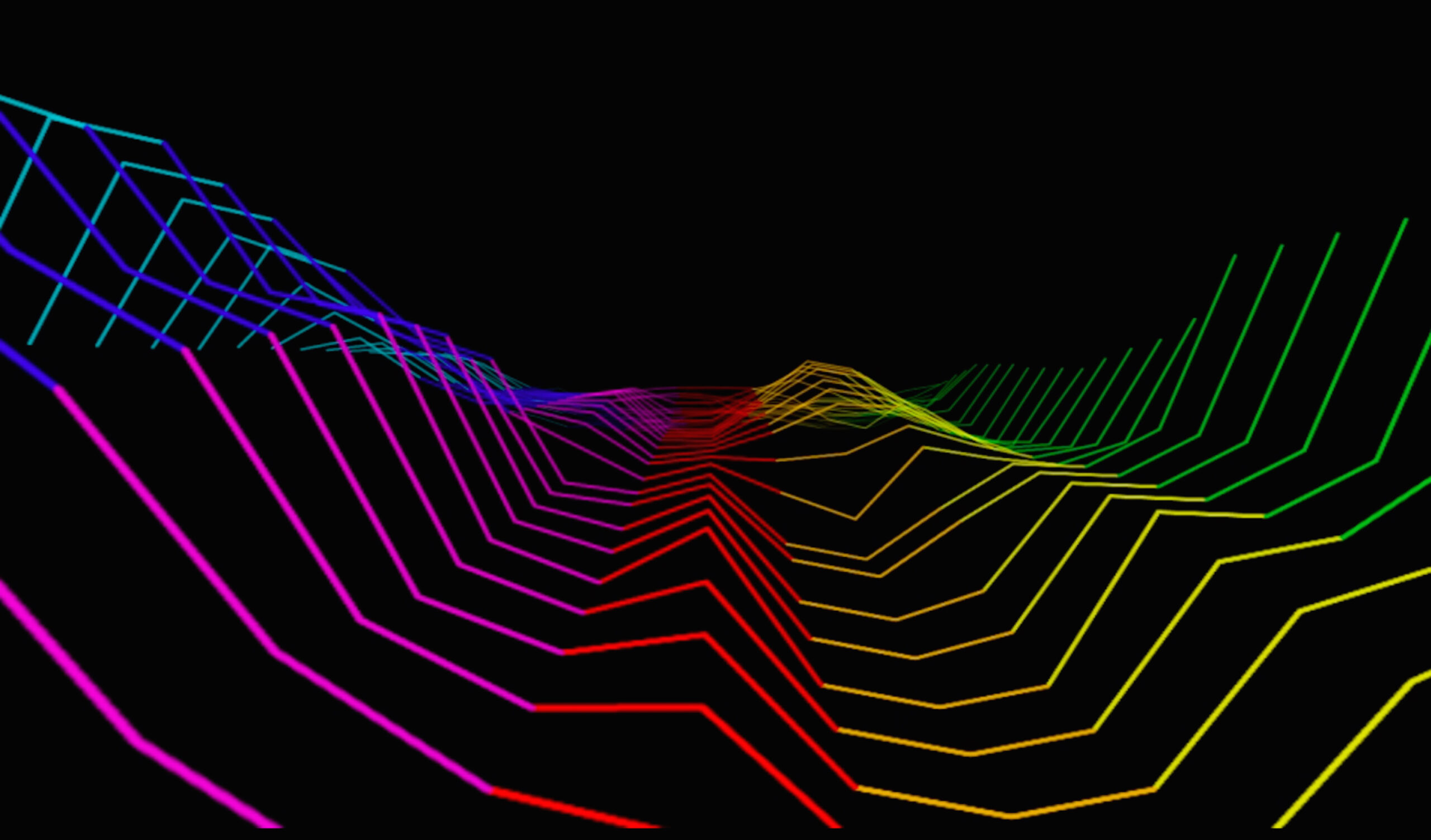 The Economy of Appearances 2015 (digital still)
3D Data Visualisation of the algorithmically-generated soundscape identifying the application of the words market and/or markets in the public speeches by Dutch Minister of Finance & President of the Eurogroup, Jeroen Dijsselbloem (Single channel projection, sound

Algorithm Design & Sound Composition by Ken Curran 
Data Visualisation by Damien Byrne